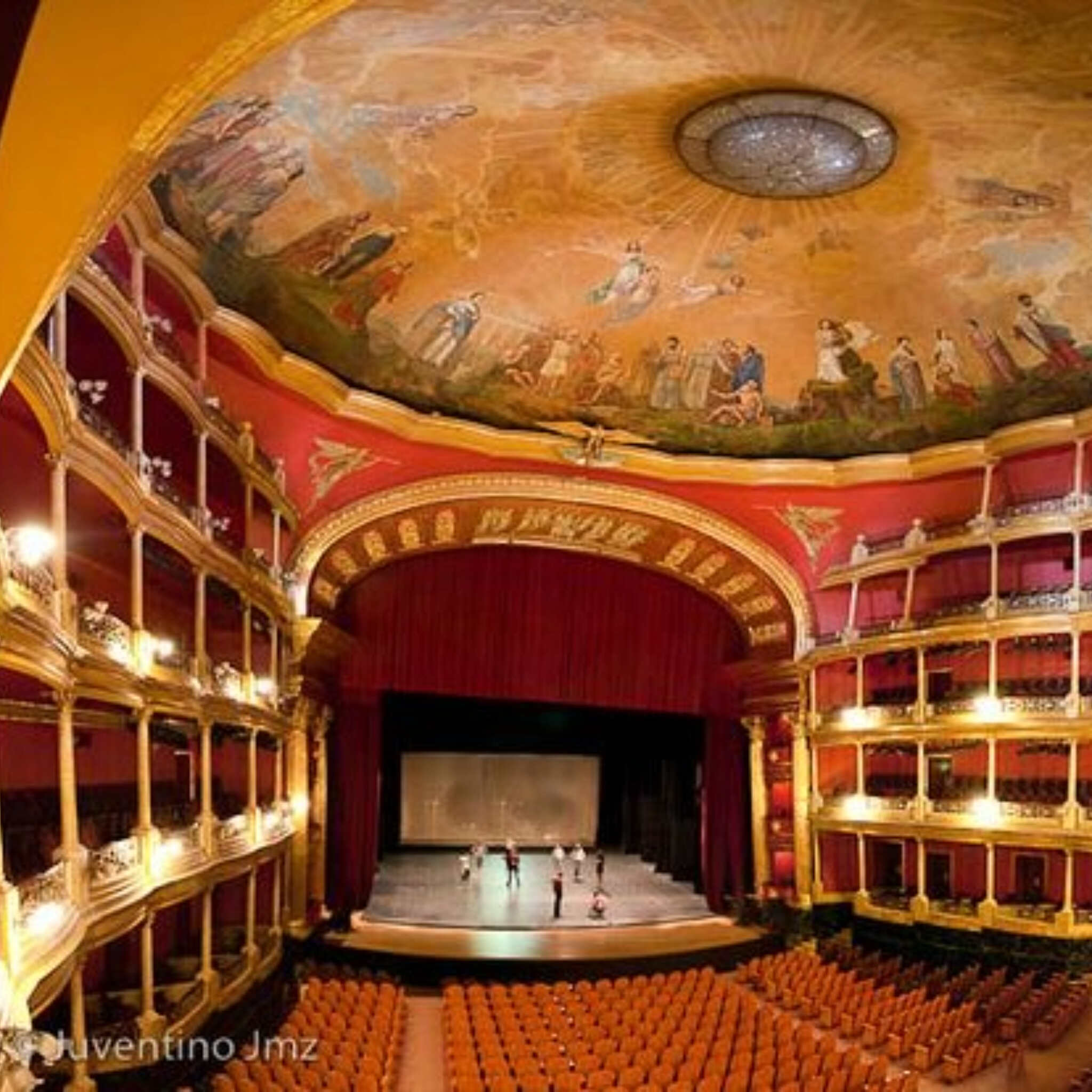 Ornate interior of Teatro Degollado in Guadalajara, Mexico.