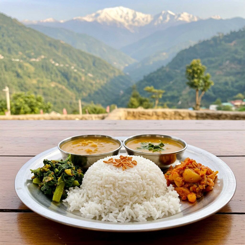 Traditional Nepali Dal Bhat dish.